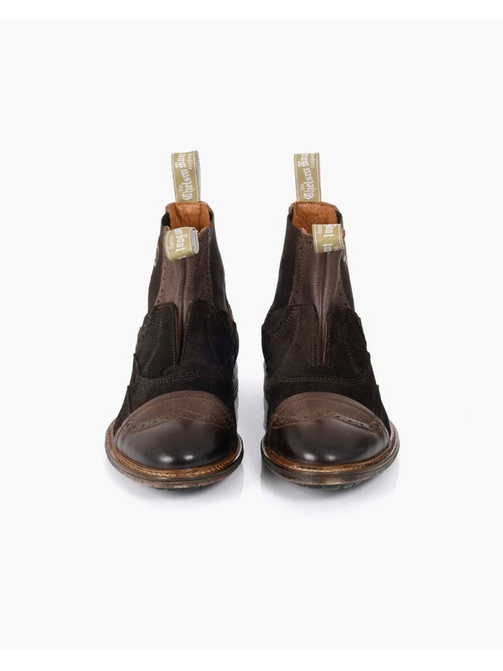 Men's No Lace Boot | Brown Leather and Suede Combo for wholesale on Faire3