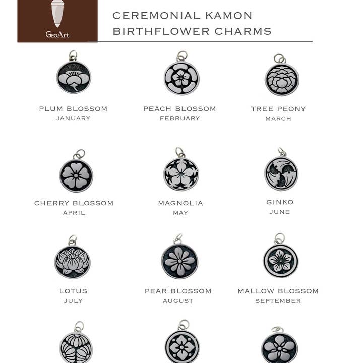 Ceremonial Kamon Sterling Silver July Lotus Charm for wholesale by Cynthia Gale New York