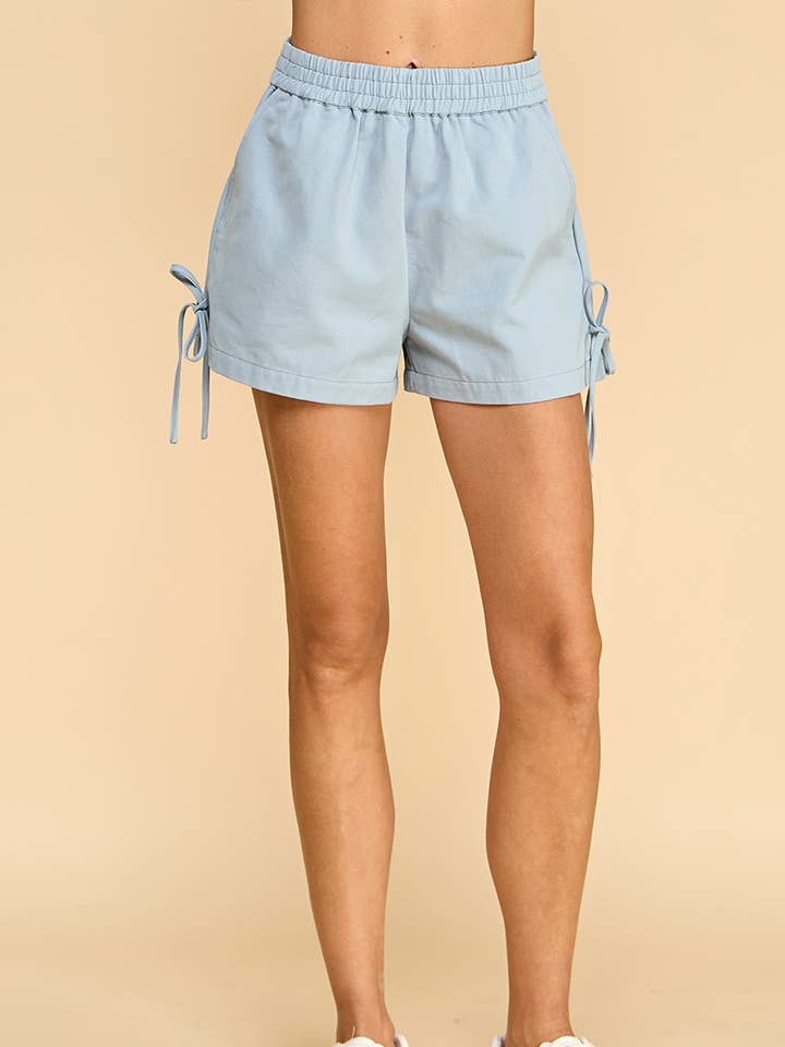 TCEC - Wholesale Shorts - Women's - CP10115-Denim Shorts With Side Pocket and Bow Tie.