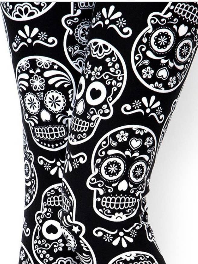 Sugar Skulls Tag der Toten Halloween EXTRA PLUS Leggings für den Großhandel von Love 4 Leggings