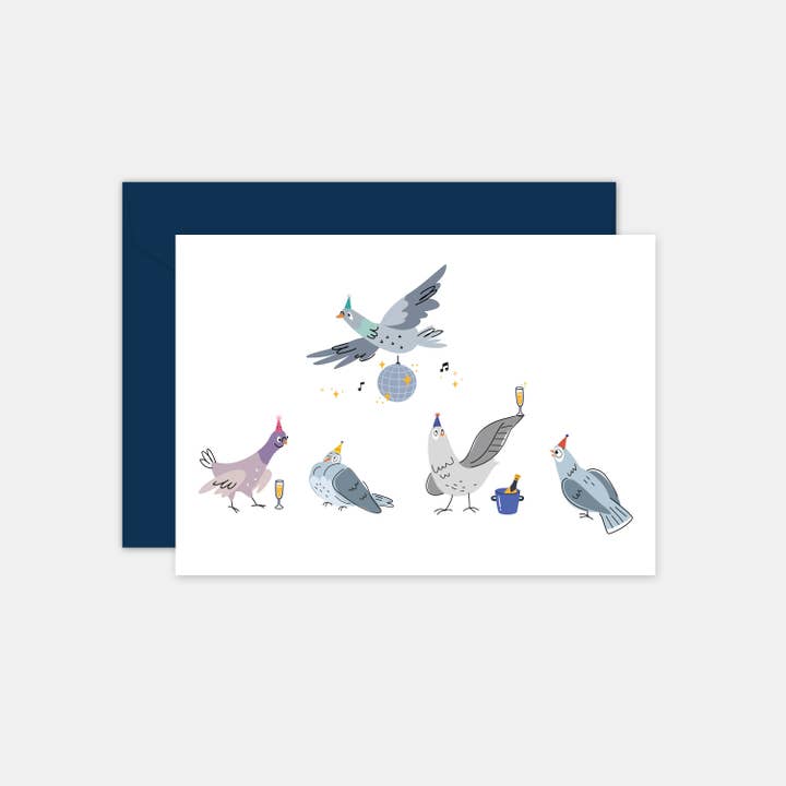 Carte de voeux chiffres illustrés Pigeons pour la vente par L'ART DU PAPIER