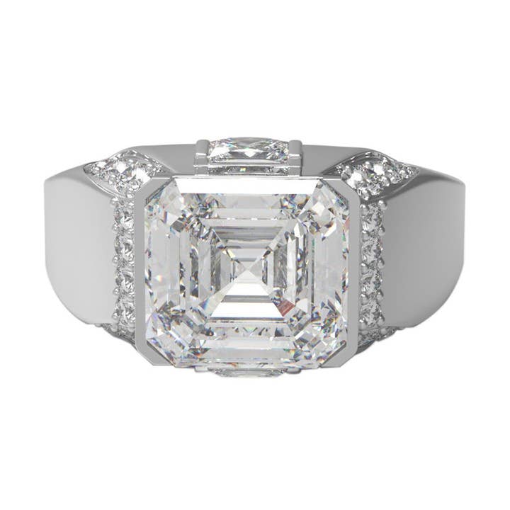 5,62 karat ottekantet moissanit 925 sølv herre vielsesring for engroshandel hos Star Joya