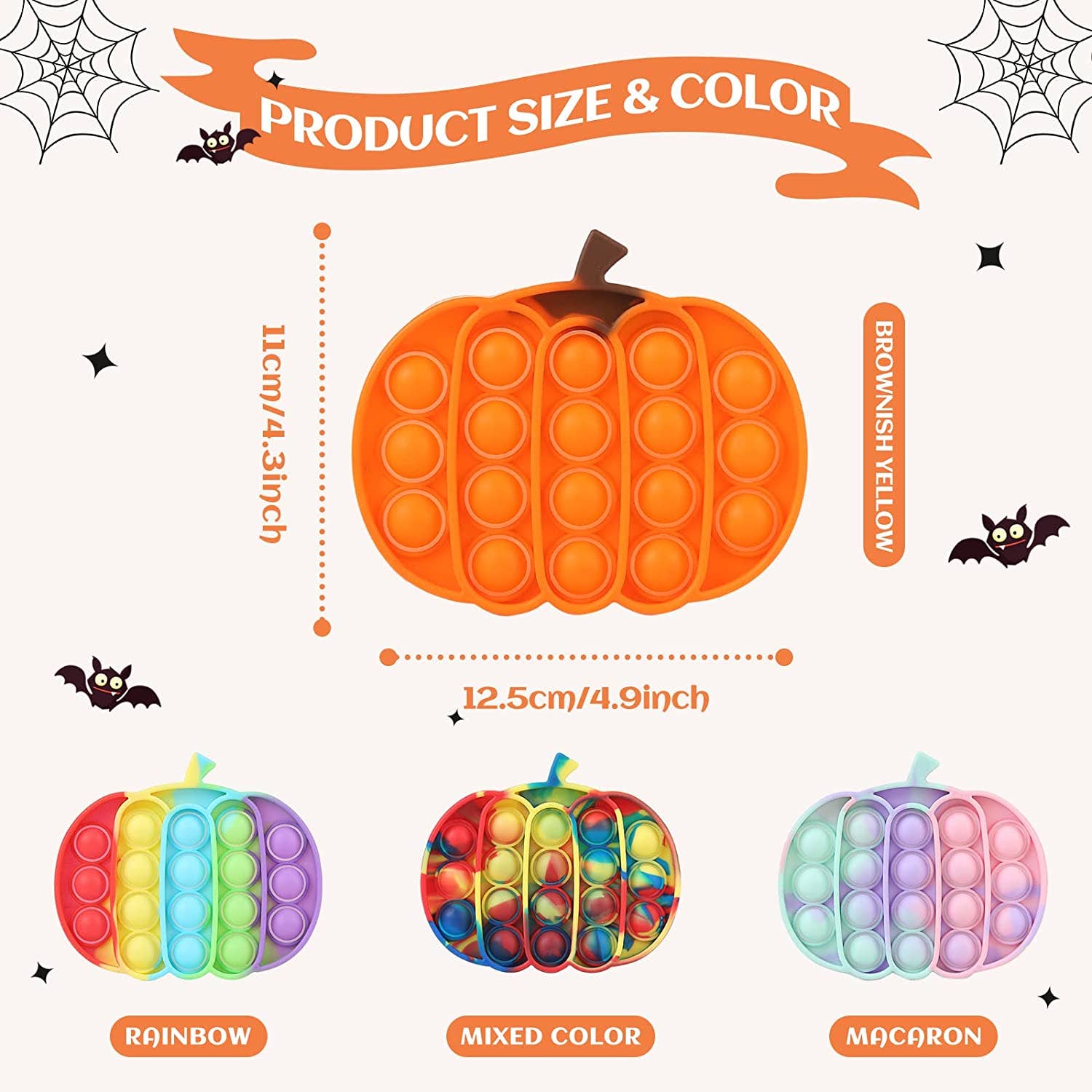 JSBlueRidge Toys - Vente Fidget/jouet anti-stress – enfant - Jouet Sensoriel Pop It Citrouille pour Enfants - Assorti5