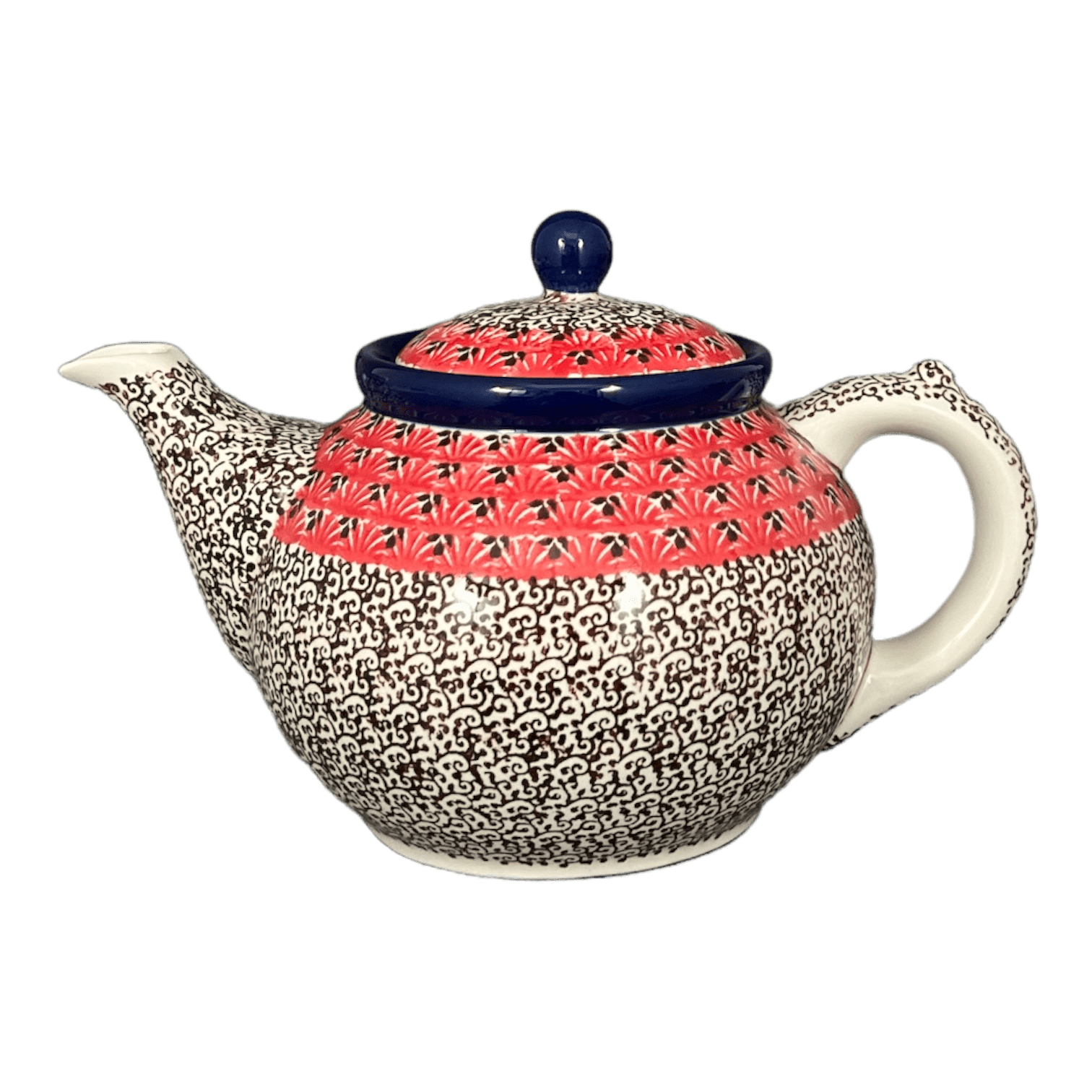 Polish Pottery Outlet - Wholesale Tea Pot - Teapot, 1.2 Liter in "Coral Fans" by Ceramika Artystyczna | A060-2199X0