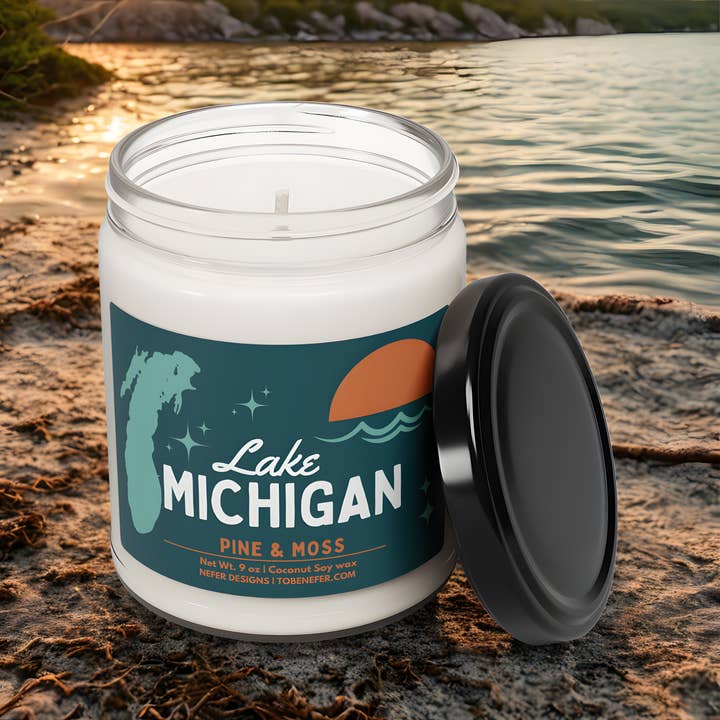 Nefer Designer Candles & Home Decor - Wholesale Jar/Filled Candle - Lake Michigan Candle | Perfect Gift for Great Lakes Lovers1