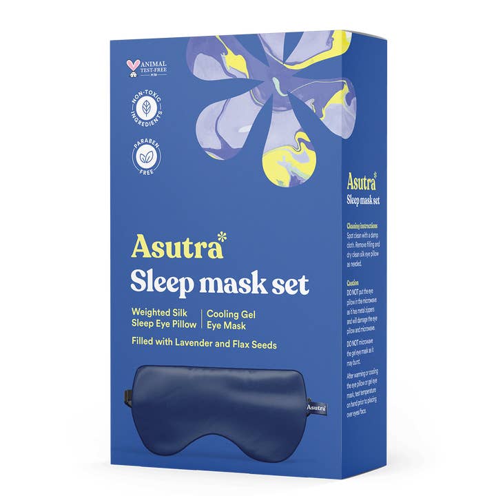Silk Eye Pillow, Navy Blue Gift Box for wholesale by Asutra