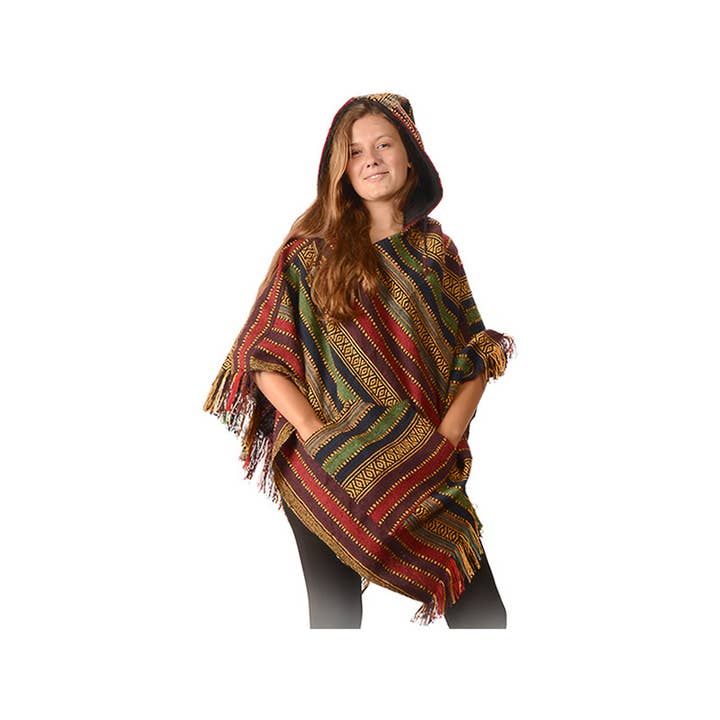 Born To Be Wild Hooded Gheri Fringed Poncho for wholesale by Gypsy Rose