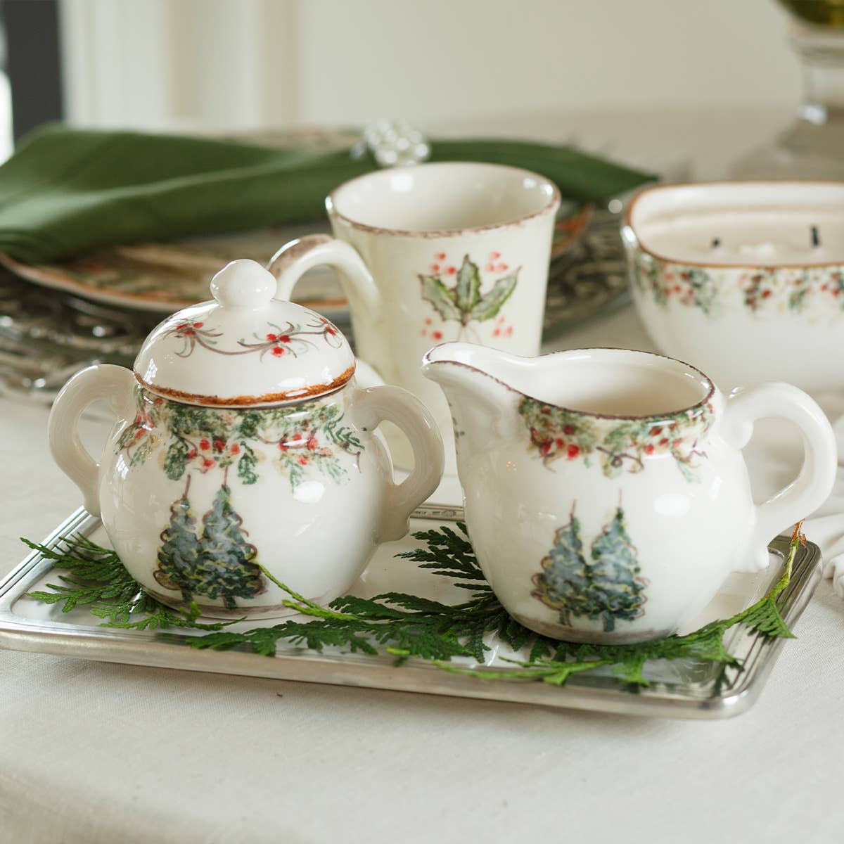 Arte Italica & Crown Linen Designs – Engroshandel Skål – Natale Sugar Bowl - Jul2