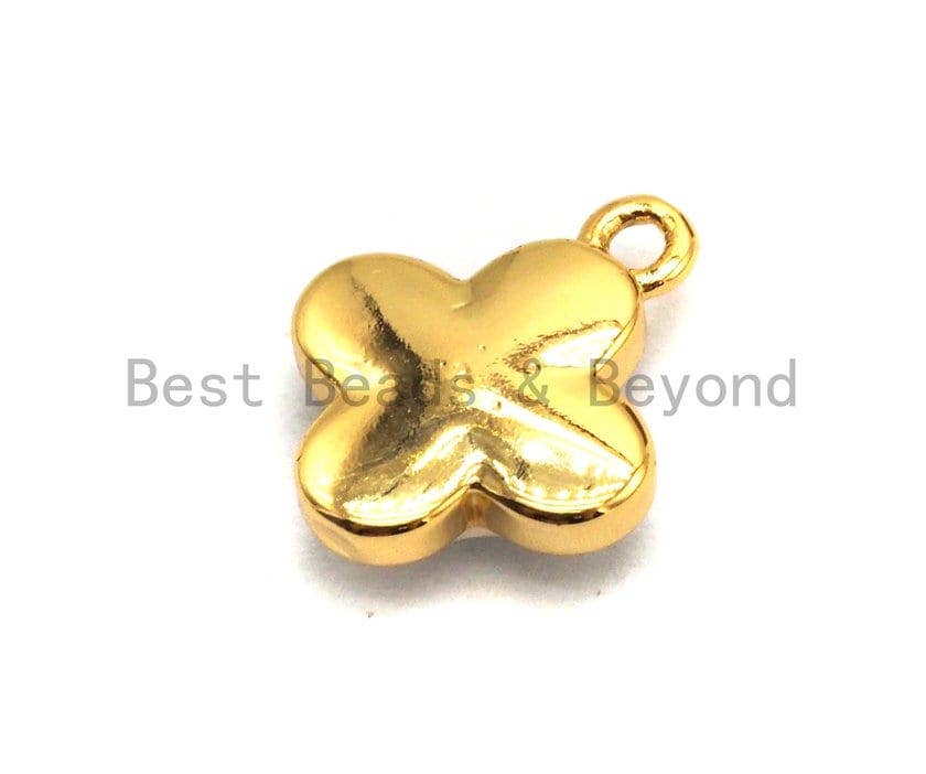 BestBeads&Beyond - Wholesale Individual Charm/Pendant - 100% Natural White Shell Clover Pendant/charm White Gold Silver Charm, Shell Flower Pendant, Shell Jewellery, 10x13mm,SKU#Z3314