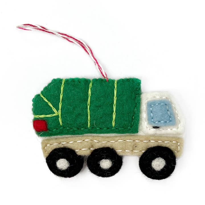 Garbage Truck Felt Wool Christmas Ornament for wholesale by Ornaments 4 Orphans
