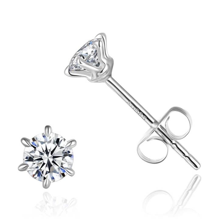 14K White Gold 0.3CTTW Six Prong Set Lab Grown Diamond Solitaire Stud Earrings for wholesale by Fanci Me Jewelry