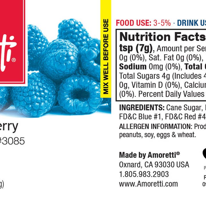 Amoretti - Wholesale Vanilla/Fruit Extract - Blue Raspberry Compound