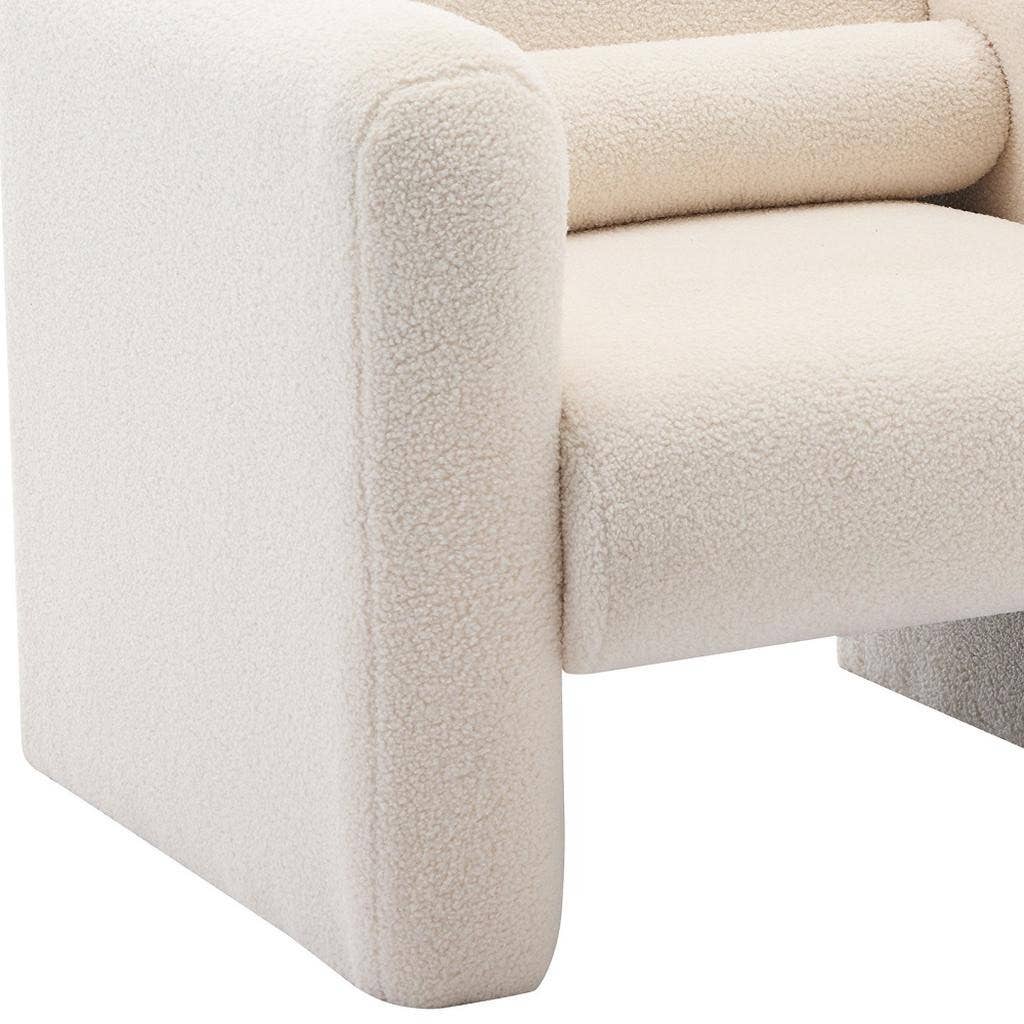 HomeRoots – wholesale Chair – 31" Cream Boucle Upholstered Arm Chair With Toss Pillow5