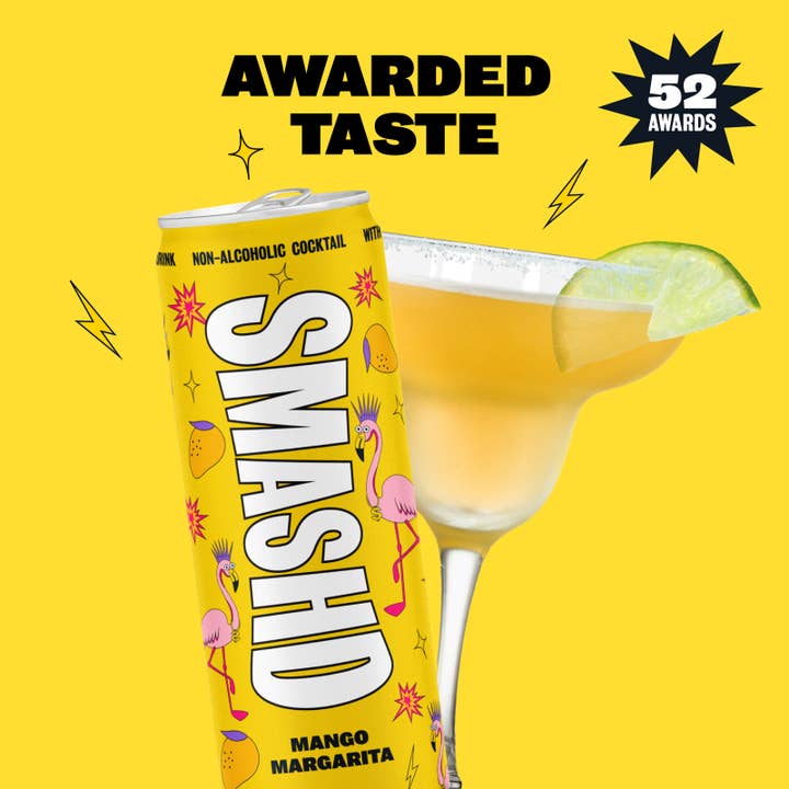 SMASHD Non-Alcoholic cocktails - Wholesale Non-Alcoholic Aperitif/Mocktail - Mango Margarita Non-Alcoholic Mocktails Beverage 12 Pack