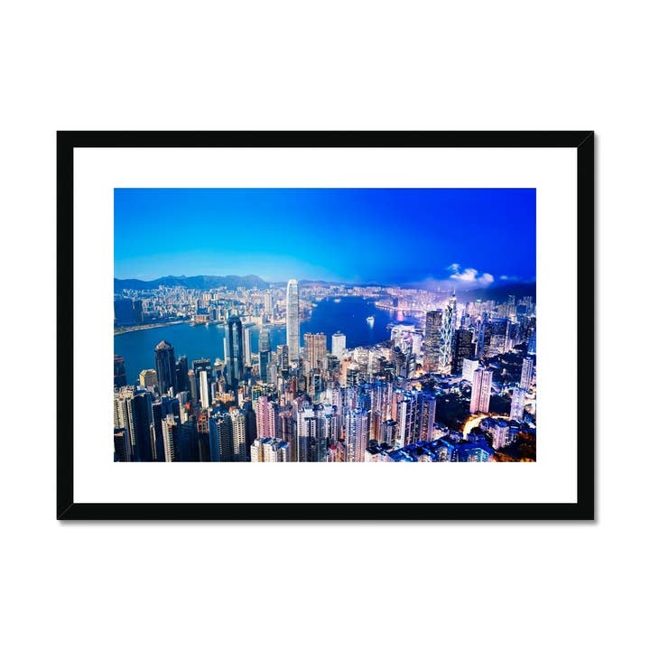 Transizione dal giorno alla notte di Hong Kong Stampa incorniciata e montata per la vendita all'ingrosso da parte di Sorbey