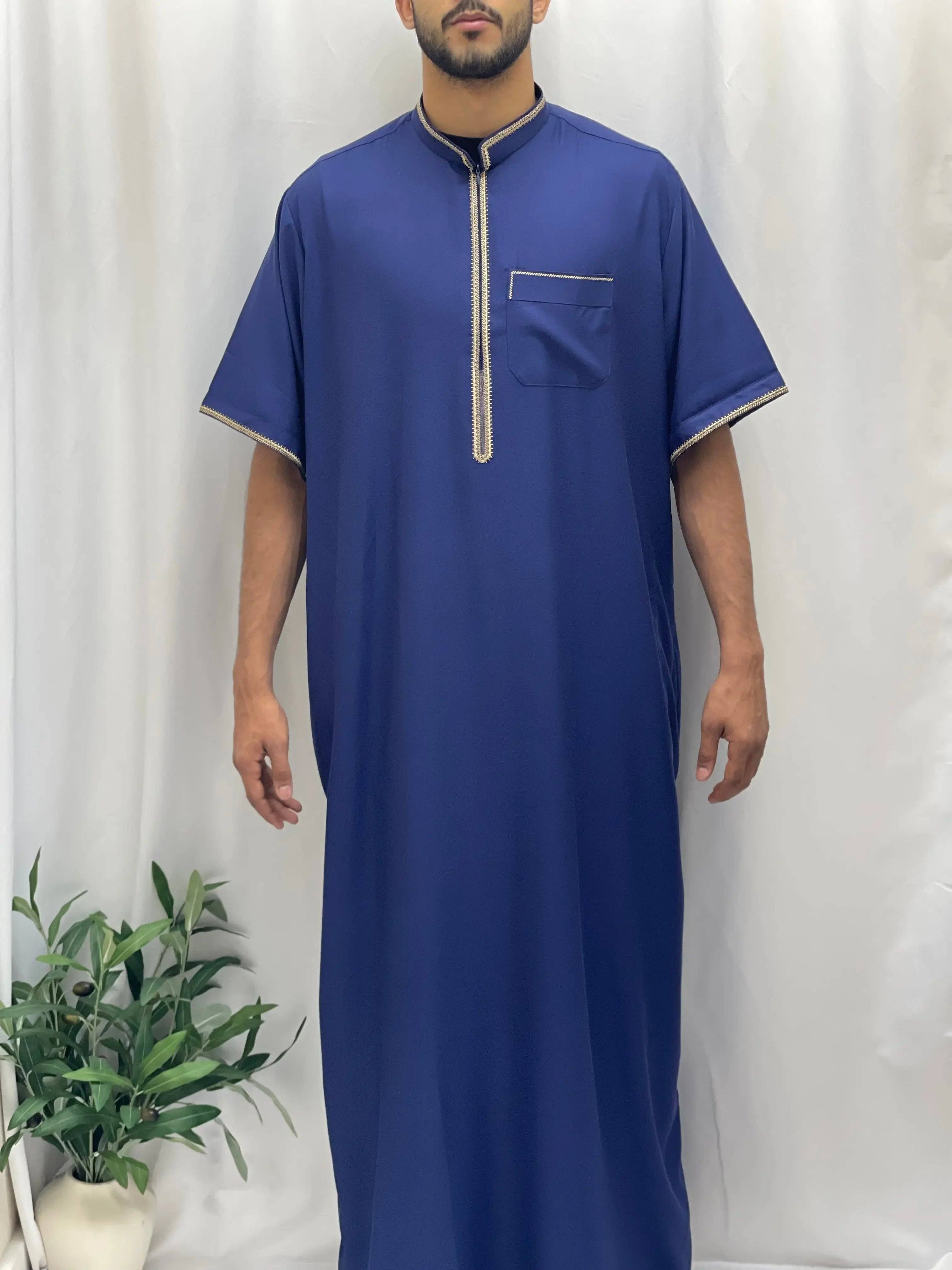 Palestinian Elegance - Wholesale  - Timeless Elegance: Men's Durable Kaftan Thobe with Gold Details12