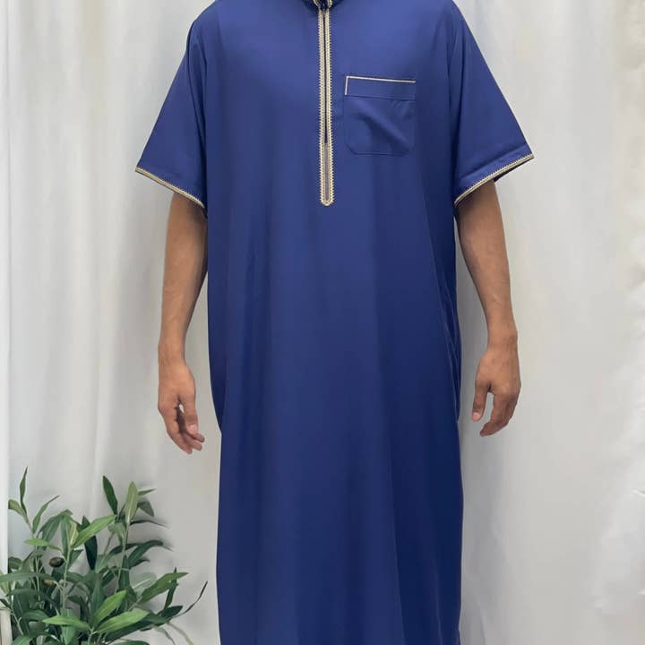 Palestinian Elegance - Wholesale - Timeless Elegance: Men's Durable Kaftan Thobe with Gold Details12
