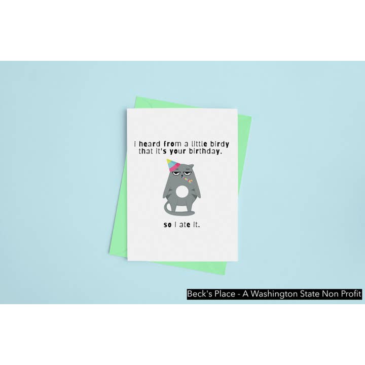 Eu ouvi de um passarinho, é seu aniversário - cartão com tema de gato - por Beck's Place por atacado de Beck's Place - A Human-Based Non Profit