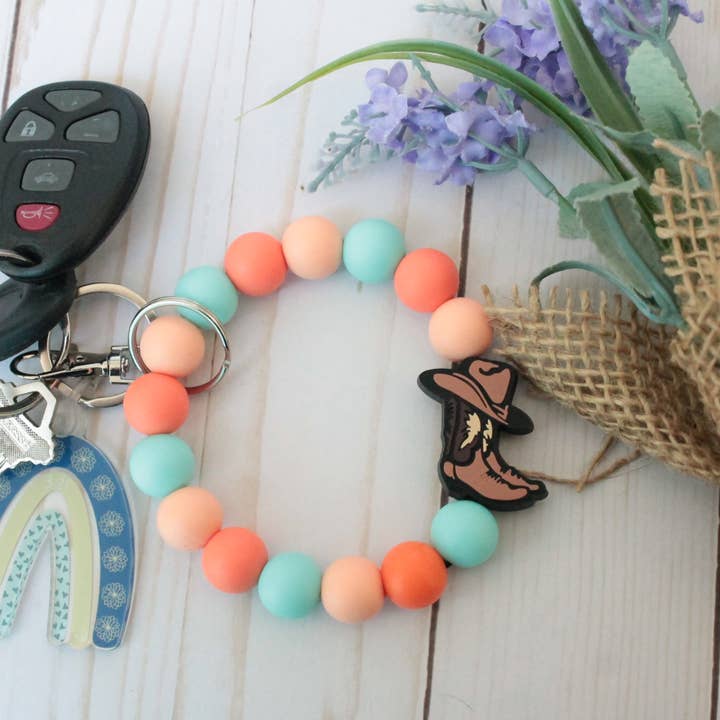 Bright Boho Cowboy Silicone Beaded Wristlet for wholesale by Kaysticks.co