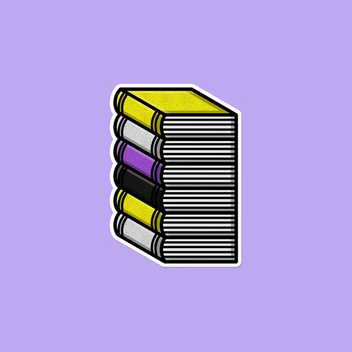 Non-binair Stapel Boeken | LGBTQ Trots Lezer Boekenliefhebber Sticker voor wholesale door That Queer Card Co