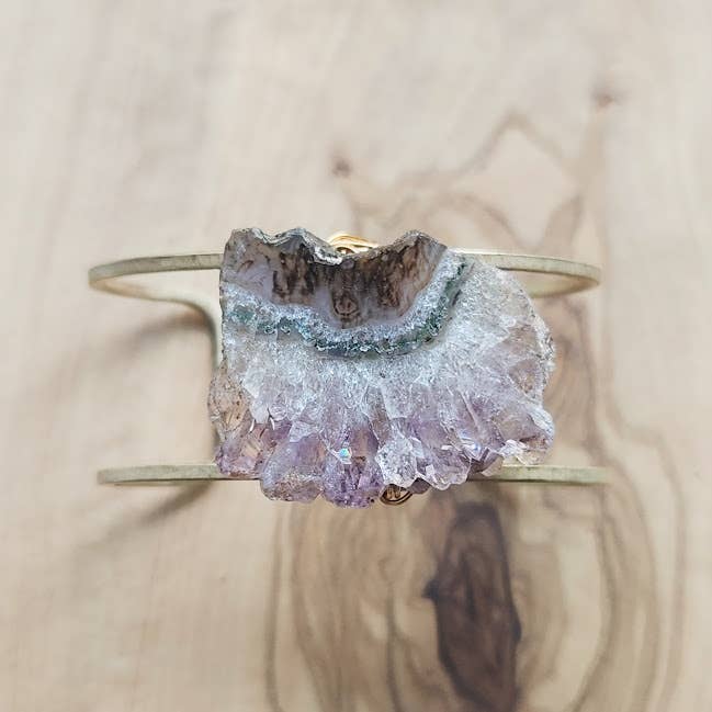 Sara Sela Jewelry - Wholesale Cuff Bracelet - Natural Amethyst Druzy and Brass Wire Wrapped Cuff Bracelet7