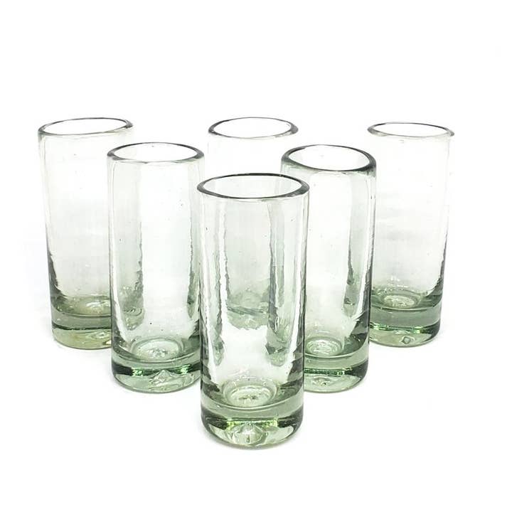 MexHandcraft - Wholesale Shot Glass - Mexican Recycled Clear 2 oz Tequila Shot Glasses2