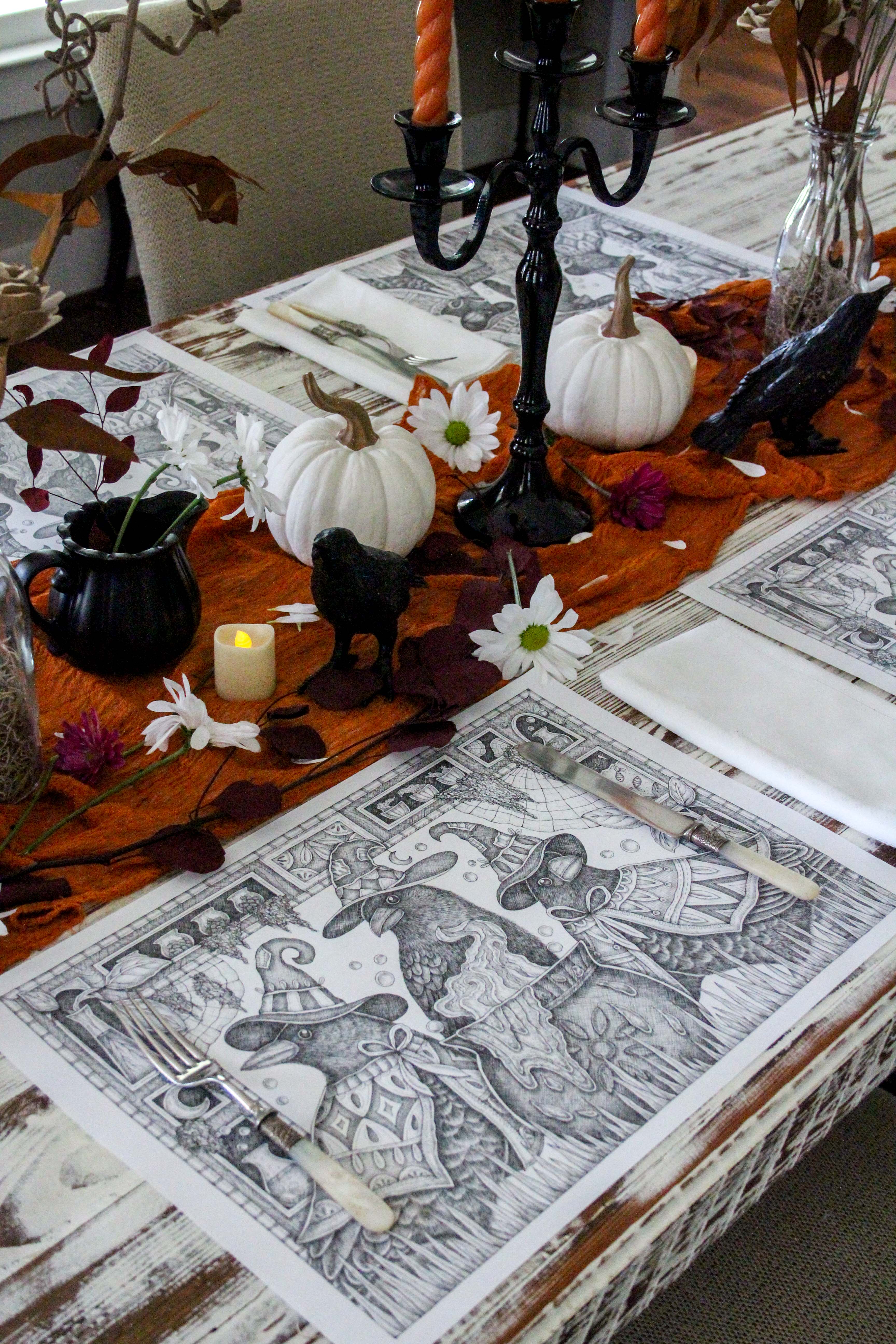 Mackenzie Myrick Studio - Wholesale Disposable Placemat - The Apothecary Crows | Paper Placemats2