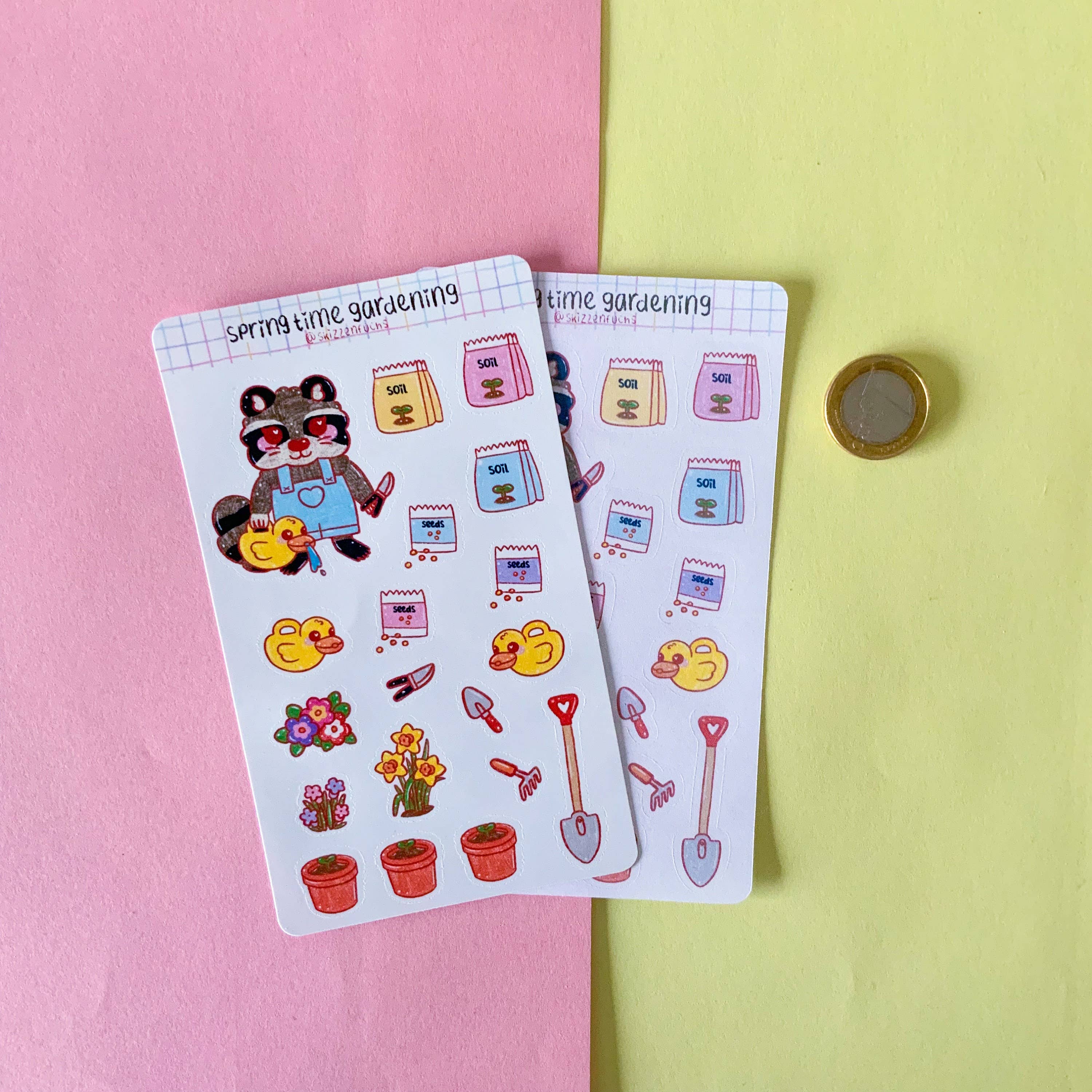 Skizzenfuchs – wholesale Sticker – Raccoon Spring Gardening Planner Stickers | Bandit Spring4