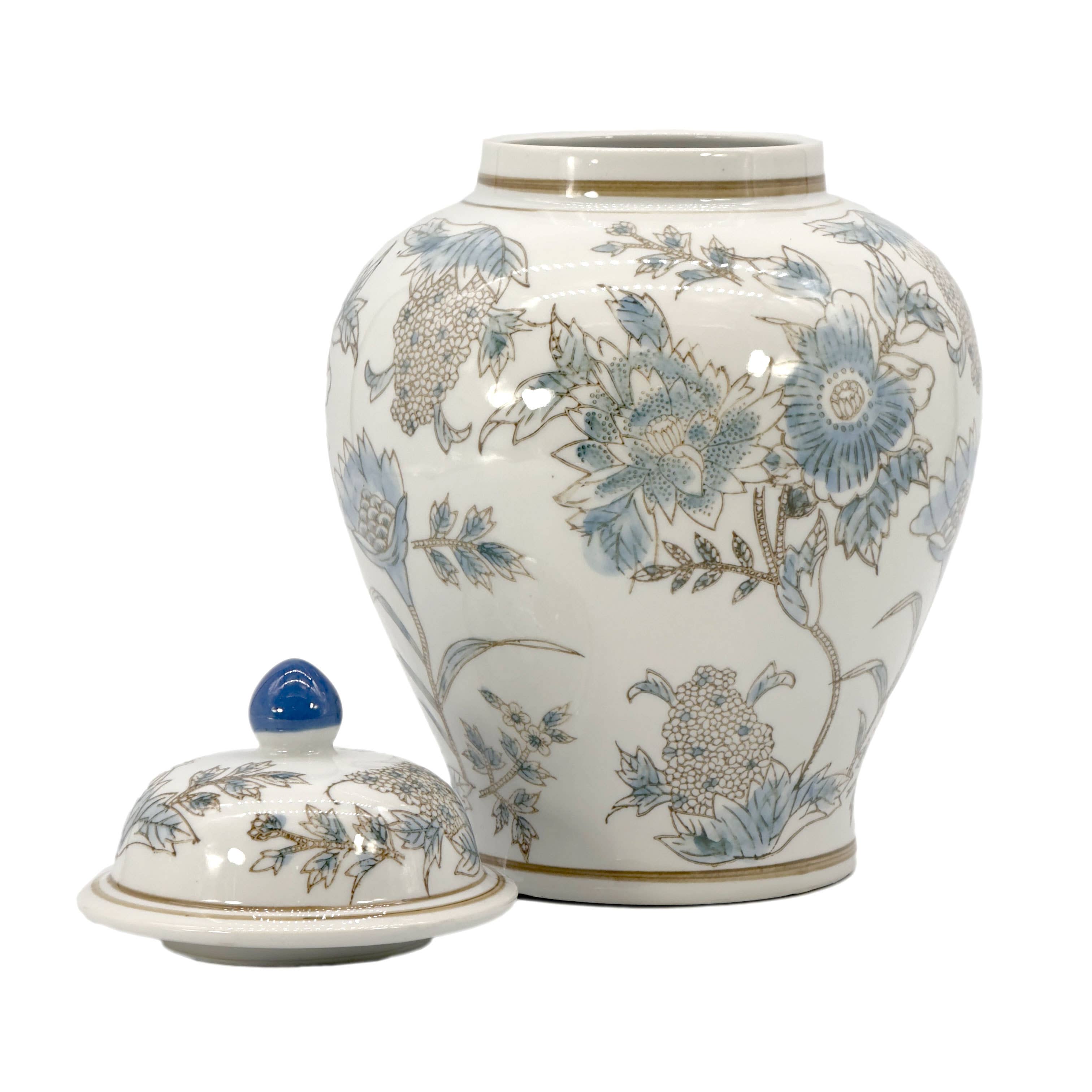 Galt International Company - Vente Bocal décoratif - Jarre en céramique chinoiserie florale 30 cm20