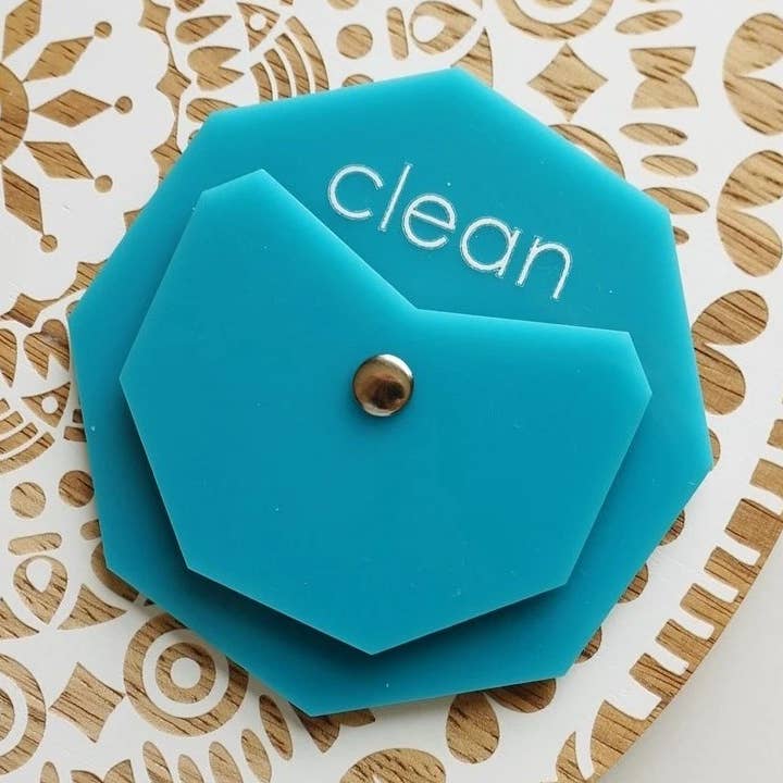 Turquoise Acrylic Octagon Clean Dirty Dishwasher Magnet for wholesale by Modern Magnet