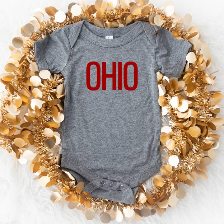 Block Ohio Baby Onesie for wholesale by Mistakes on The Lake