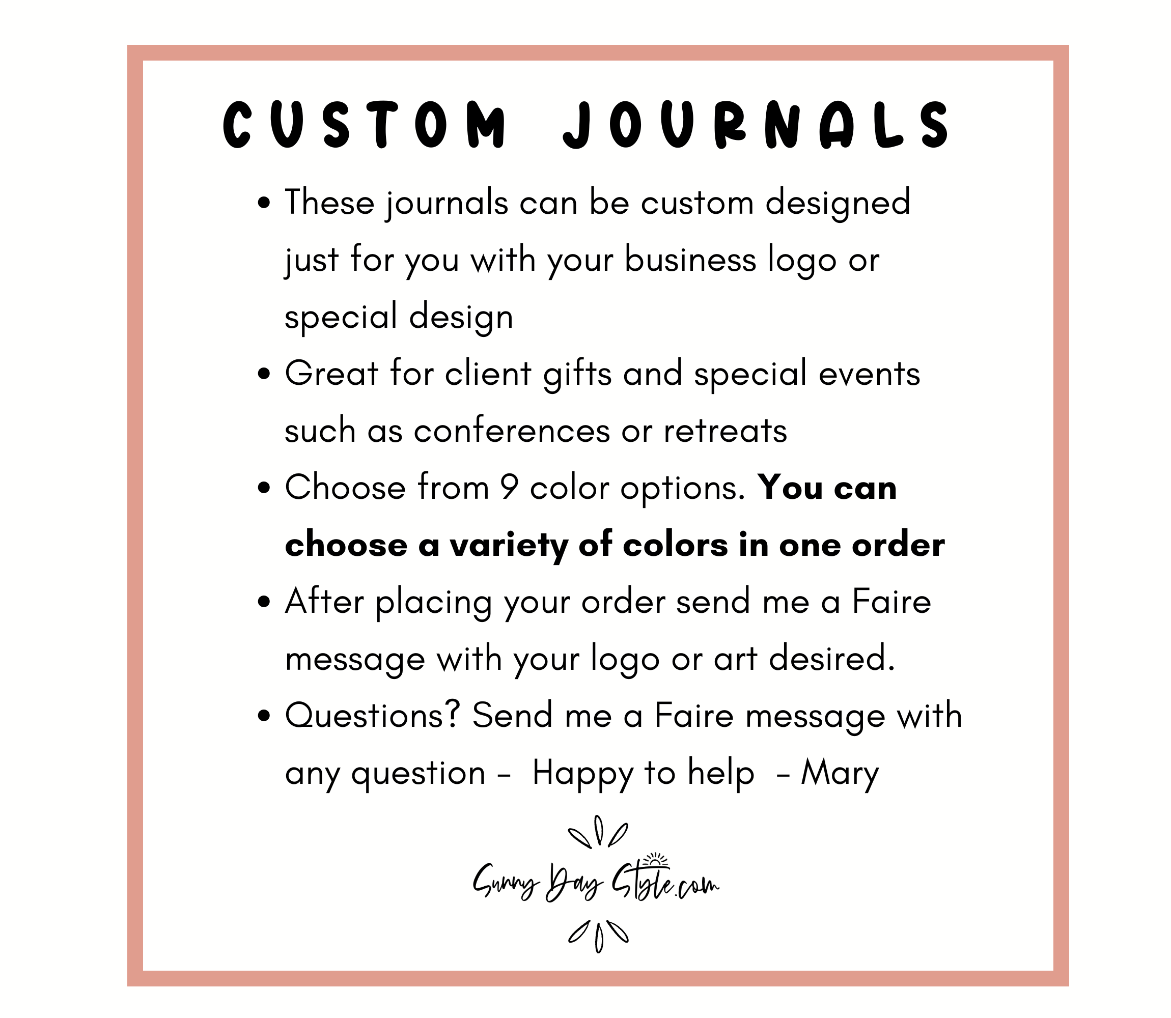 Sunny Day Style - Wholesale Journal/Diary - Custom Journal with your logo - Business Branding Notebook3