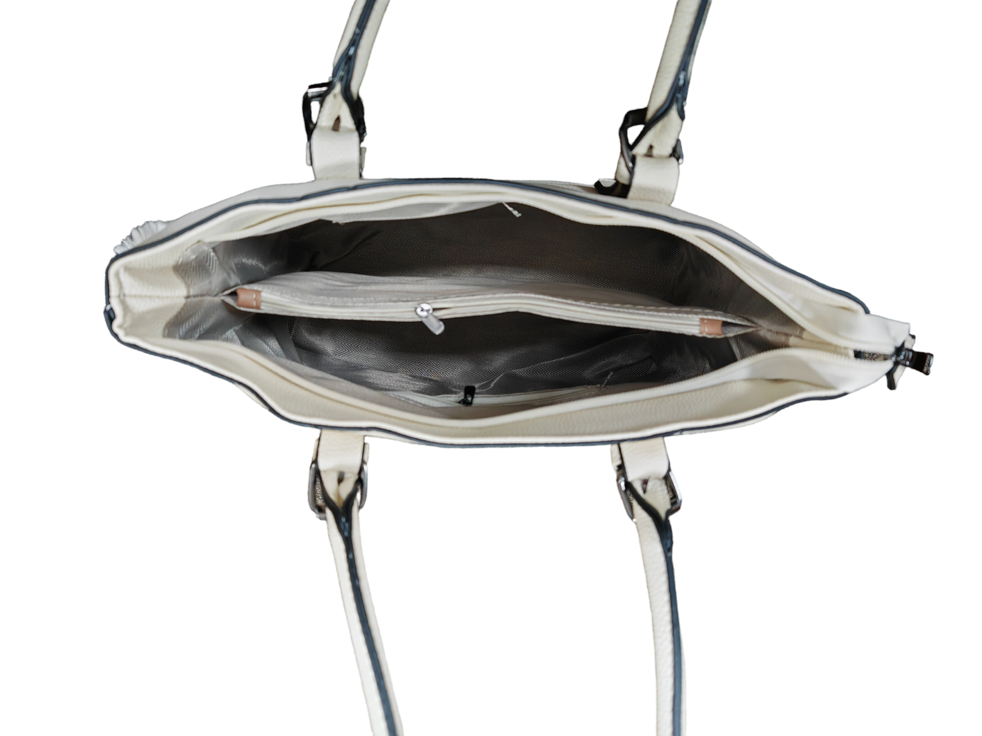 Superbia - Vente Tote bag – femme - Sac fourre-tout A4 en étain de taille moyenne avec pompon 6672-53