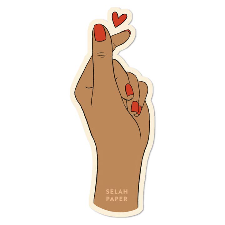 Finger Heart Sticker for wholesale by Selah Paper