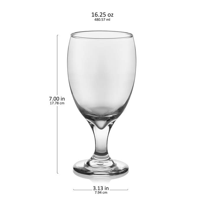 Libbey - Wholesale Wine Glass - Libbey Classic Goblet Party Glasses, 16.25 ounce, Set of 125