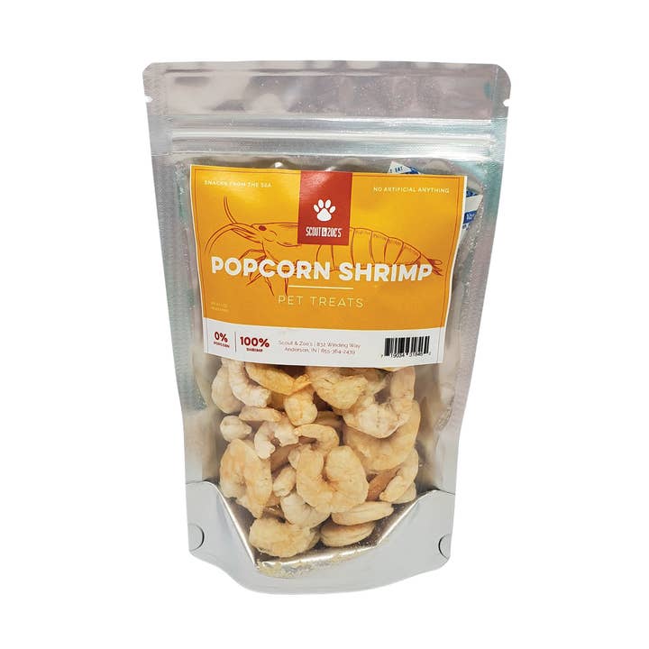 Popcornräkor Godis för Hundar och Katter - Frystorkade - 1 oz Påse för wholesale av Scout & Zoe's