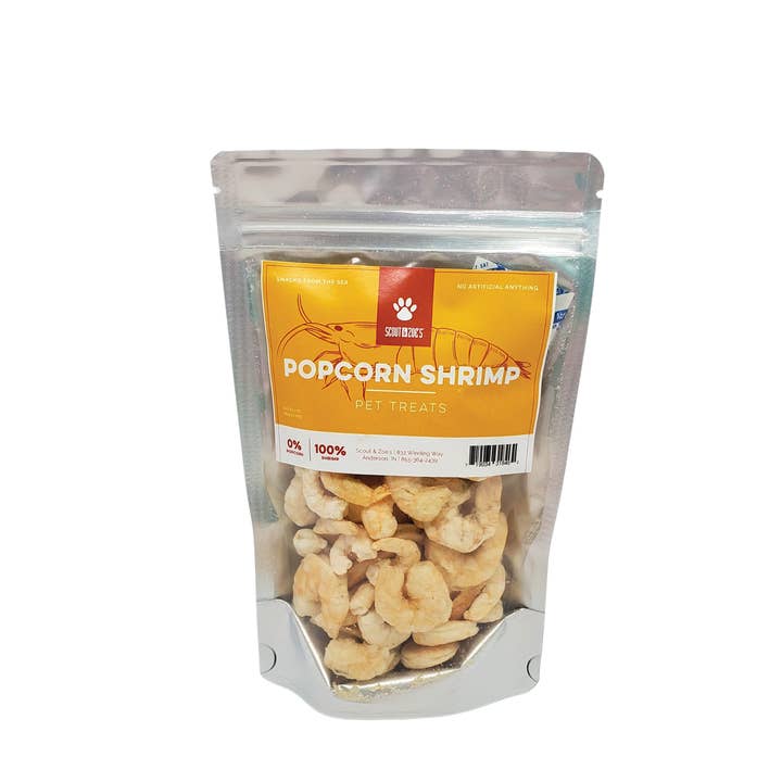 Scout & Zoe's - Wholesale Pet Treats - Dog - Popcorn Shrimp Treats for Dogs and Cats - Freeze Dried - 1 oz Pouch0