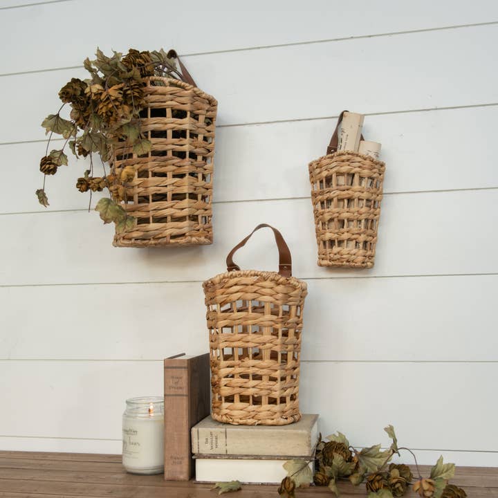 Ragon House - Wholesale Basket - SET/ 3 OPEN WEAVE BASKETS W/ HANDLES