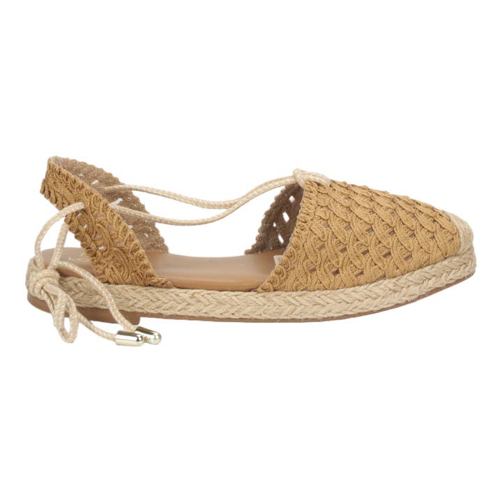 Vintage Crochet Lace up Espadrille Mousse 397045 for wholesale by Love Rio