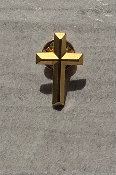 Faithstrings – wholesale Lapel pin/button – Christian Cross Pin Badge Gift 🎁 Gold effect Faithstrings 1