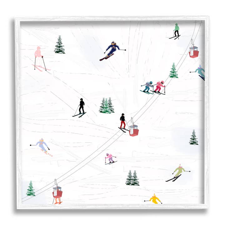Stupell Industries - Wholesale Art Print - People on Ski Slopes Framed14