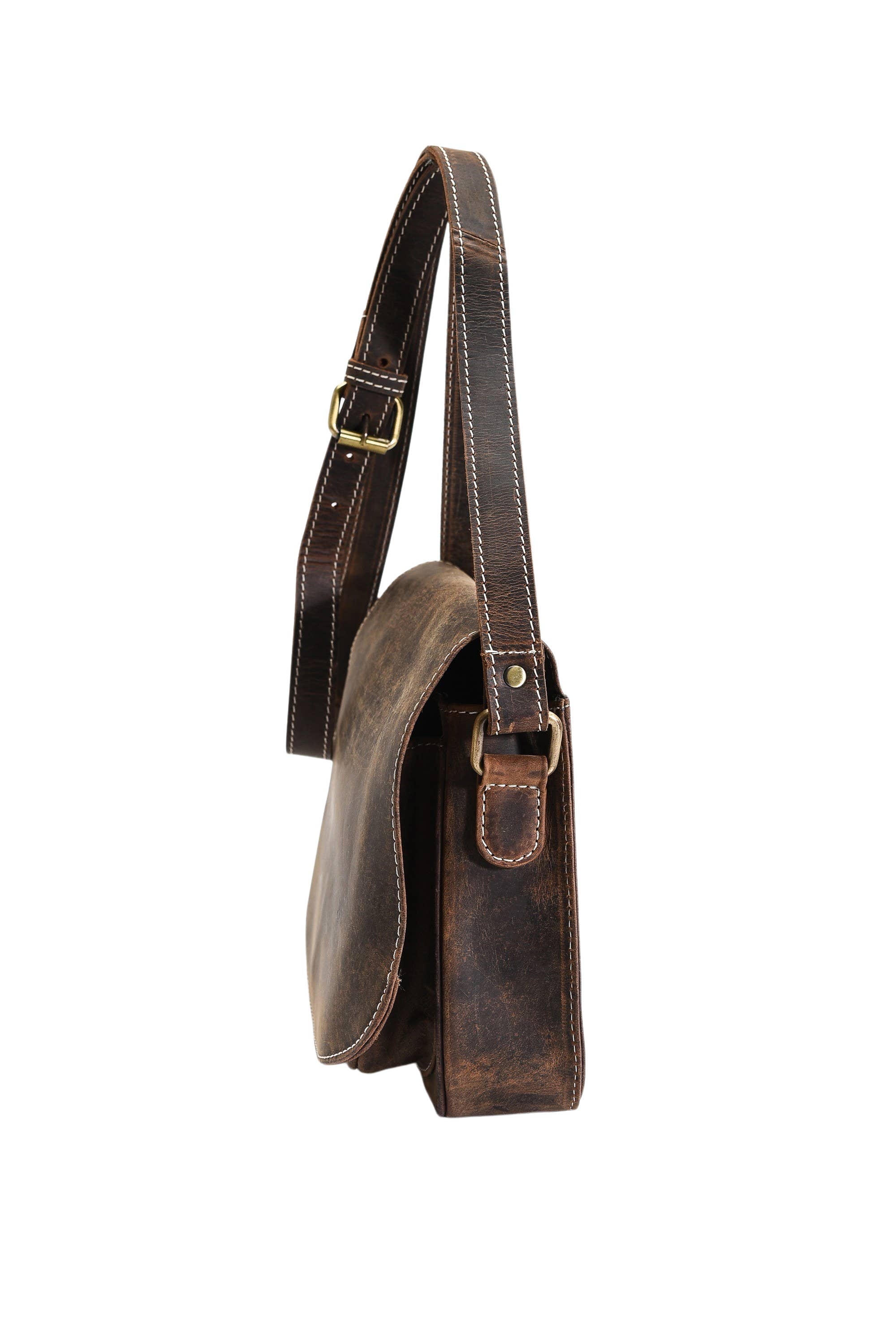 Leather Impressions Inc - Wholesale Crossbody Bag - Women's - Hunter Leather Flap Over Saddle Bag5