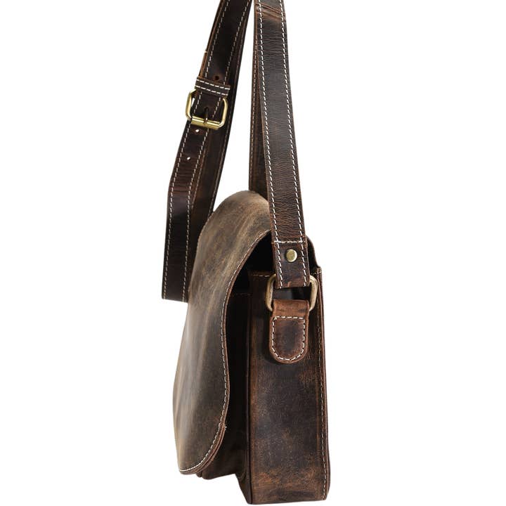 Leather Impressions Inc - Wholesale Crossbody Bag - Women's - Hunter Leather Flap Over Saddle Bag5