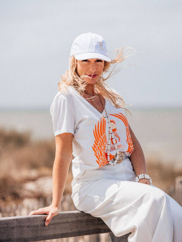 FARROW - Weiße Kappe mit gesticktem Logo für den Großhandel von LES BLONDINETTES