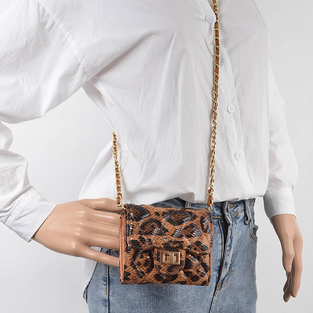 Leopard Quilted Leo Cross Body Small Wallet for wholesale on Faire4