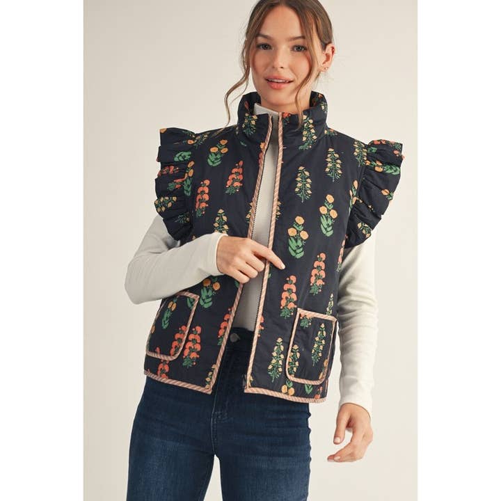 Floral Print Vest for wholesale by STYLE USA