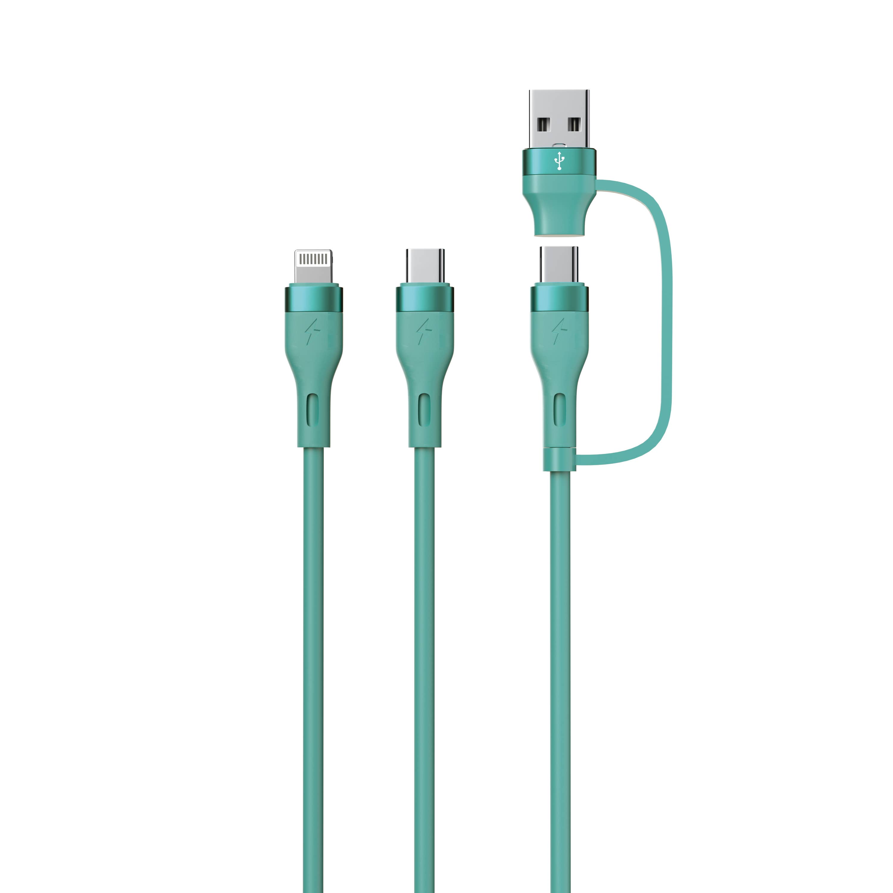 LAX Gadgets - Wholesale Charging Cable - 4-in-1 USB-A/USB-C to USB-C and Iphone Cables-Retail Pack10