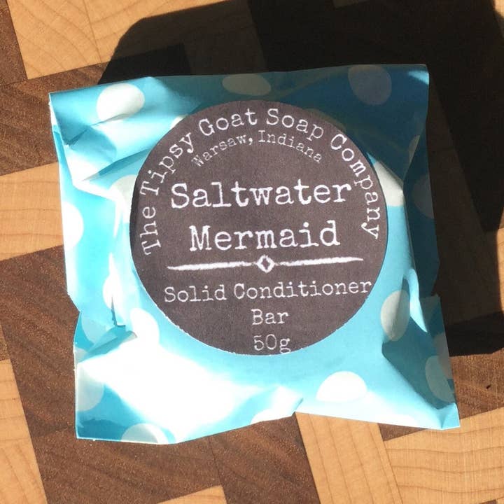 Barre d'après-shampoing Sirène d'eau salée avec argan et beurre de mangue pour la vente par The Tipsy Goat Soap Company