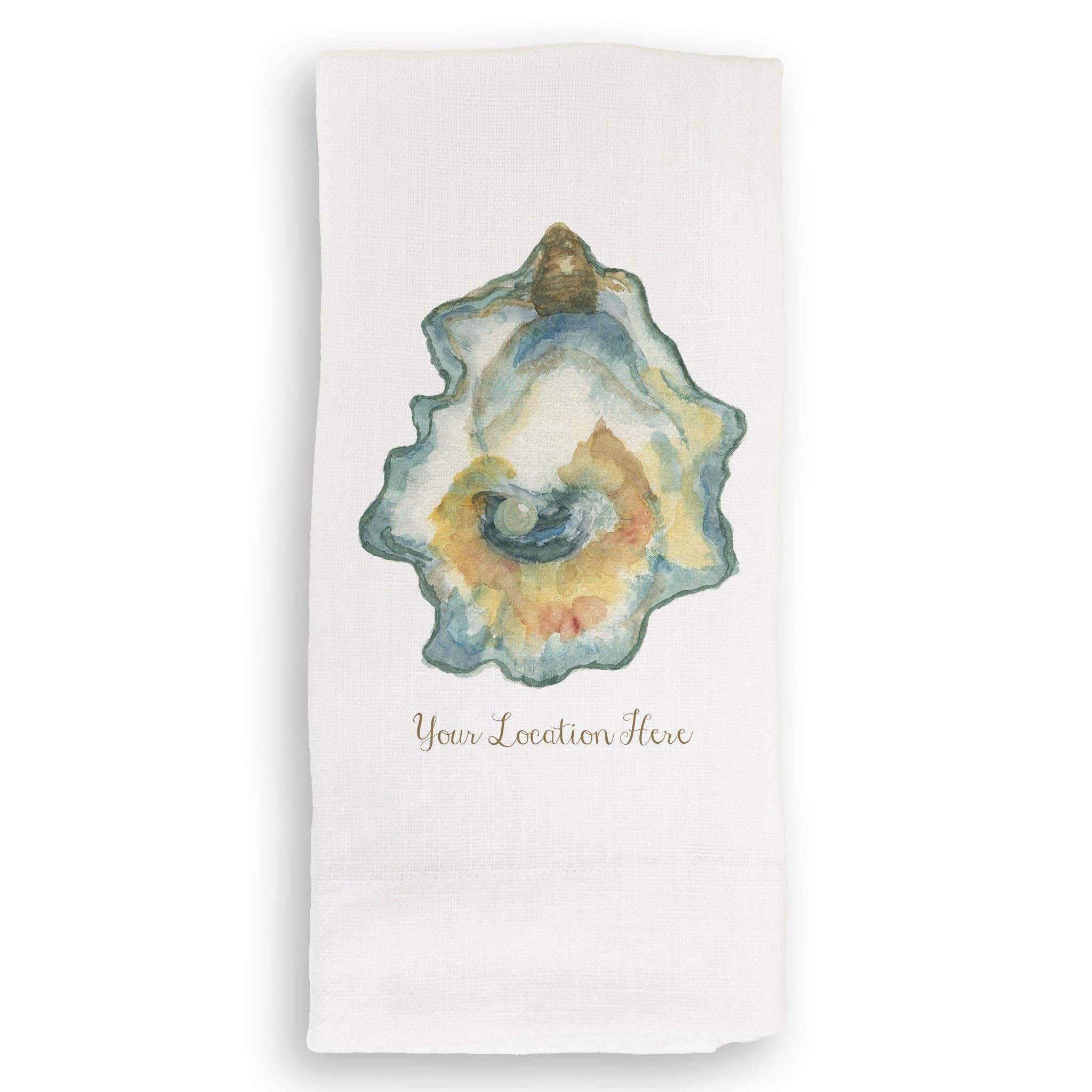 French Graffiti - Wholesale Tea Towel - Watercolor Oyster with Location2