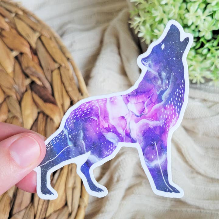 Wolf Sticker, Galaxy Sticker, Animal Sticker for wholesale by Eve's Art Shop